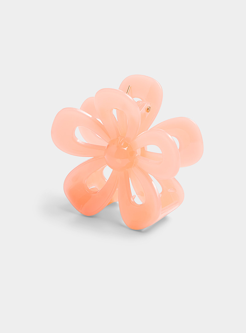 Simons Peach Translucent flower clip for women