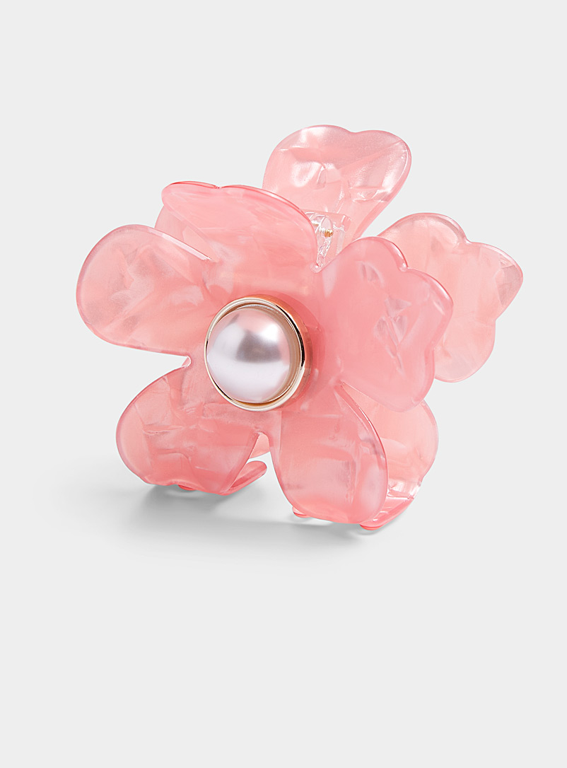 Simons Pink Large pearly-flower clip for women