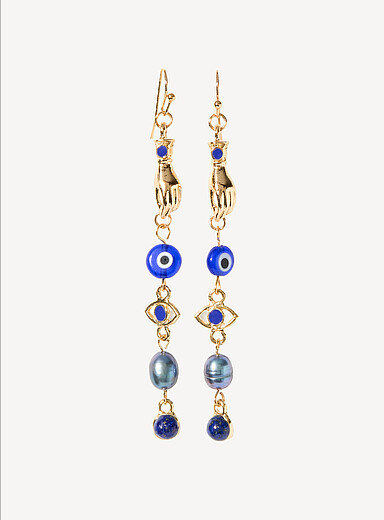 Simons: Les longues boucles d'oreilles symboles mystiques Assorti pour femme
