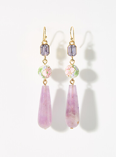 Mauve long earrings