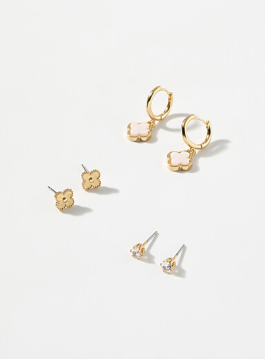 Les boucles d'oreilles tr&egrave;fles Ensemble de 3
