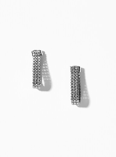 Metallic triple-row earrings