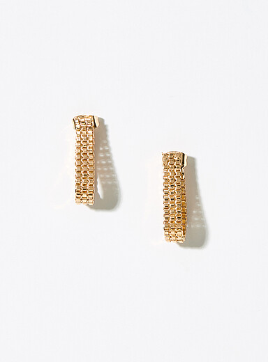 Metallic triple-row earrings