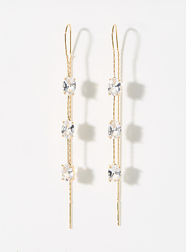 Triple gemstone and post earrings