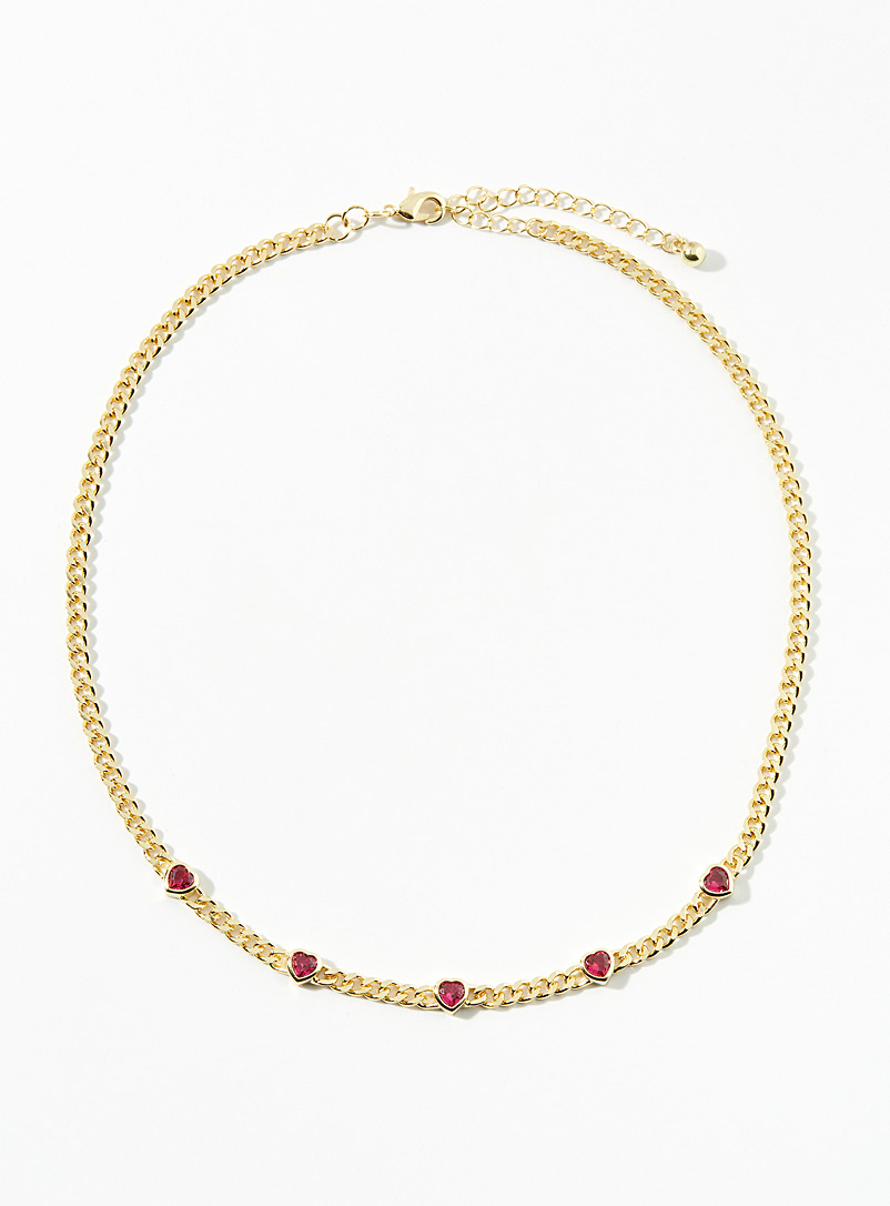 Simons Assorted Ruby heart chain for women