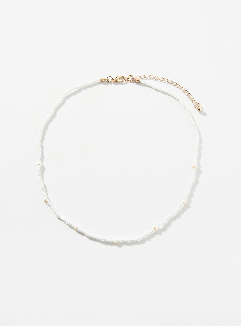 Simons White Pearly-bead necklace for women