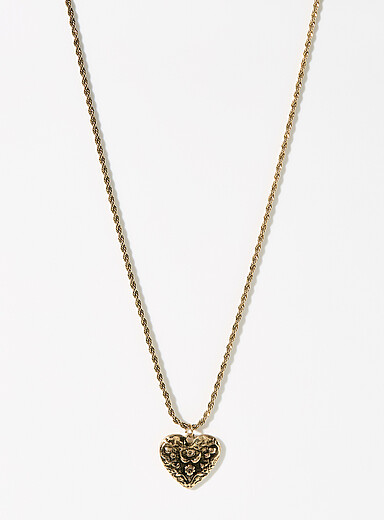 Antique heart medallion twisted chain