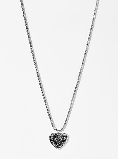 Antique heart medallion twisted chain