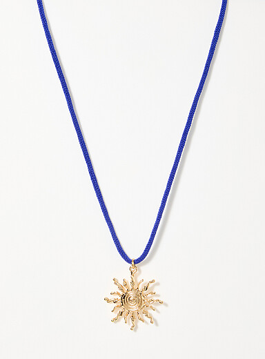 Le collier corde bleue soleil