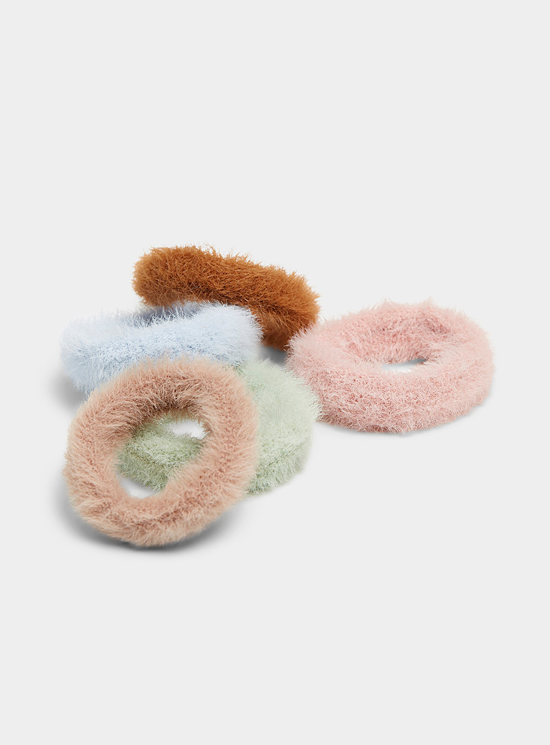 Simons Copper Fluffy scrunchies Set of 5 for women