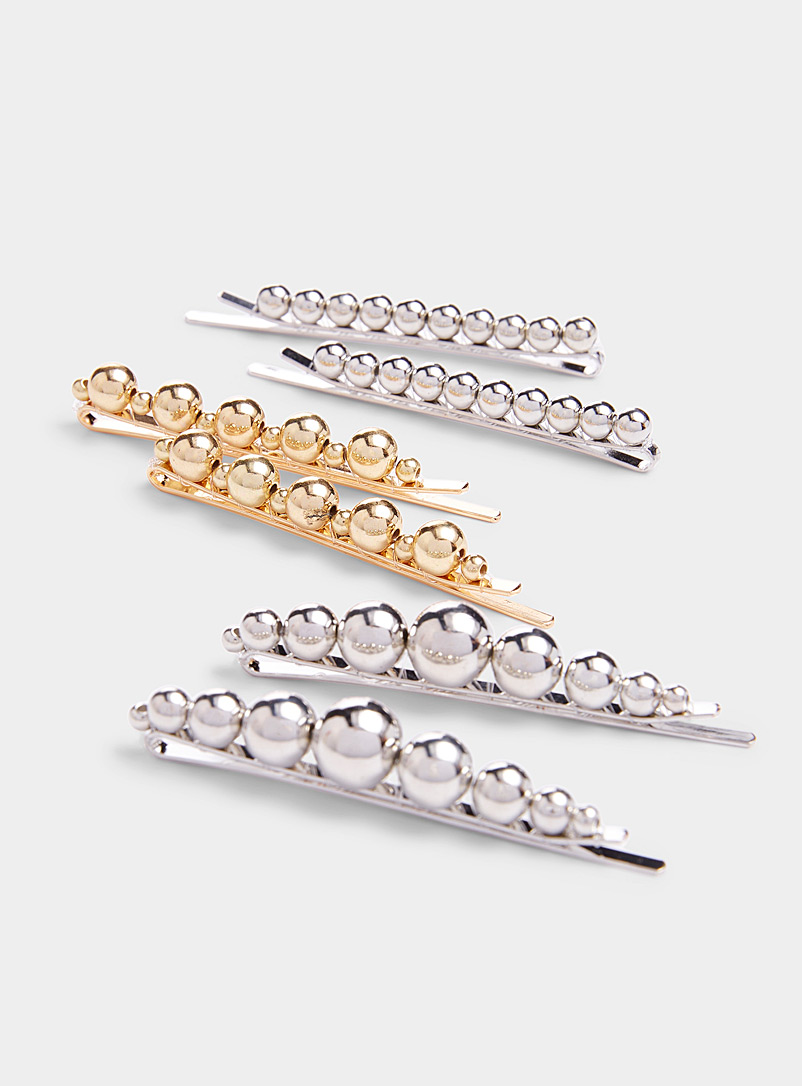 Simons Assorted Metallic-bead barrettes Set of 6 for women