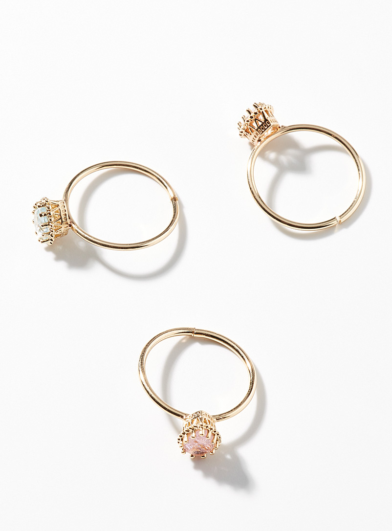 Simons Assorted Pastel stone rings Set of 3 for women