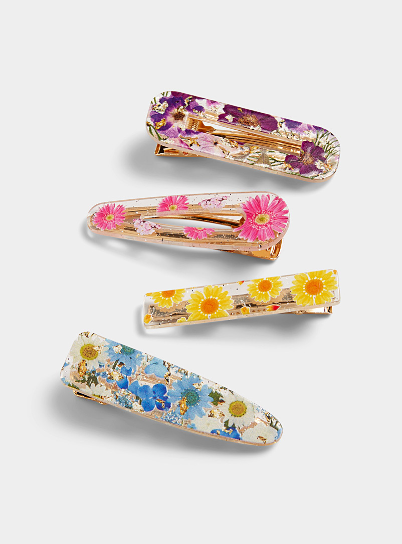 Simons Assorted Floral print clips Set of 4 for women