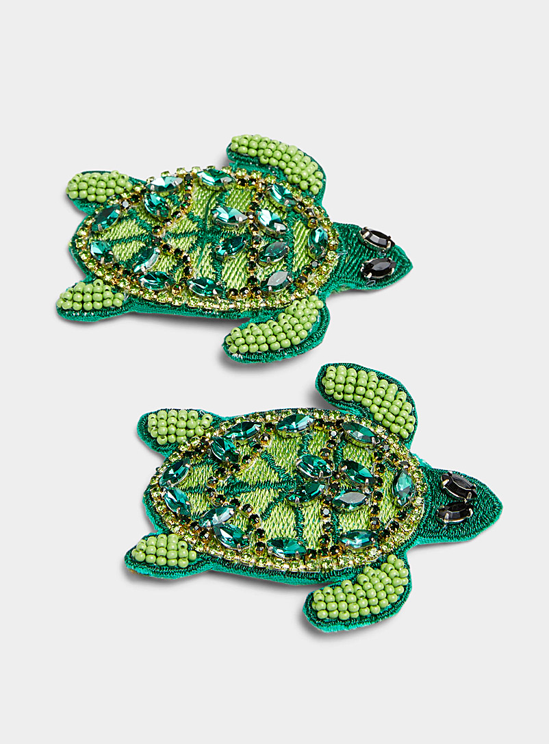 Simons Green Giant turtle barrettes Set of 2 for women