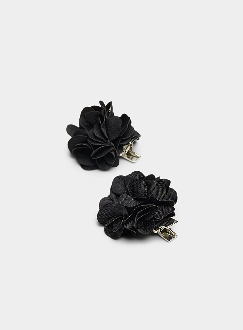 Simons: Les minipinces fleurs en tissu Ensemble de 2 Noir pour femme