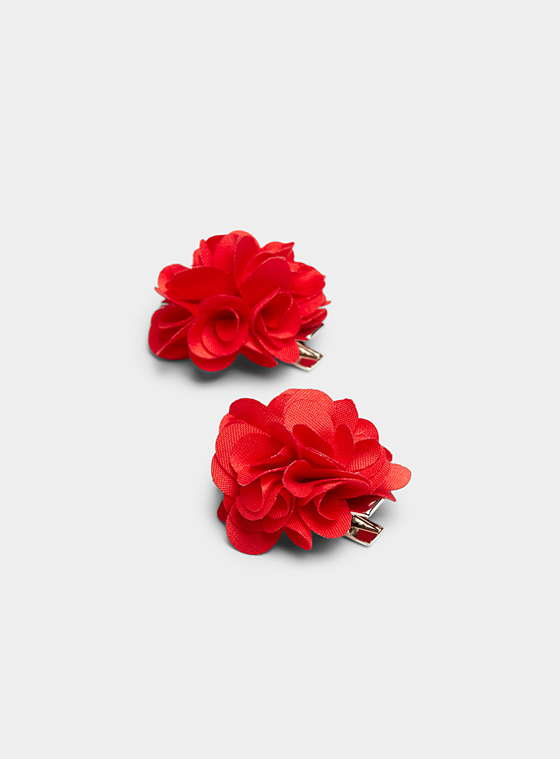 Simons: Les minipinces fleurs en tissu Ensemble de 2 Rouge pour femme