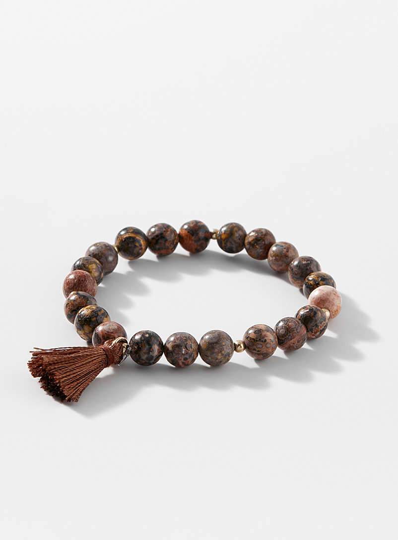 Simons Brown Stone-like bead bracelet for women