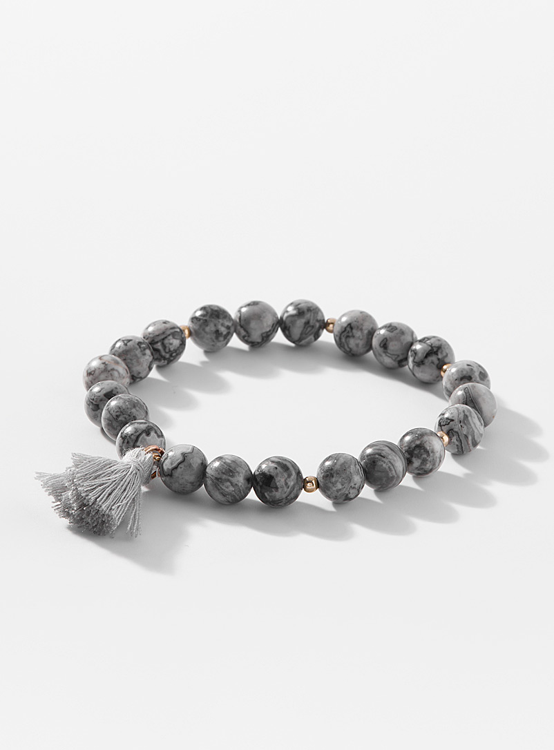 Simons Grey Stone-like bead bracelet for women