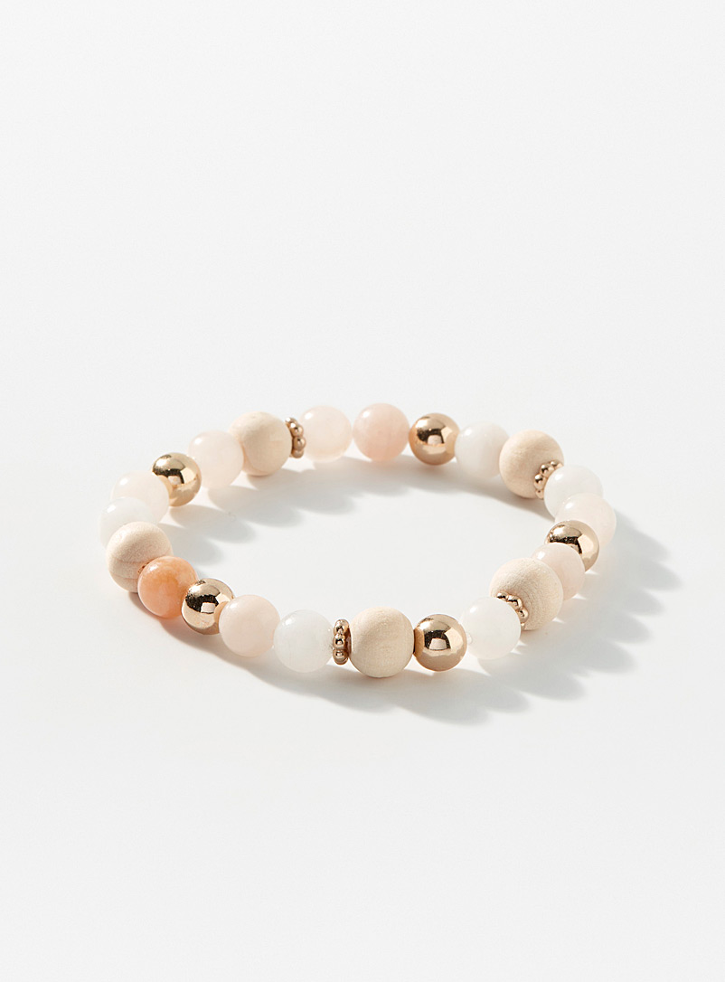 Simons Ivory/Cream Beige Tricolour bead bracelet for women