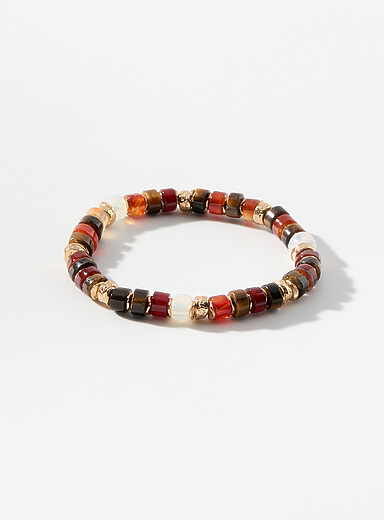 Le bracelet &eacute;lastique pierres naturelles d&eacute;tails dor&eacute;s