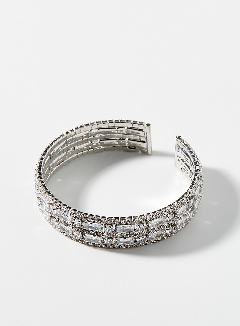 Simons Silver Dazzling cuff bracelet for women