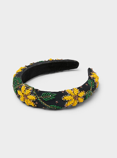 Beaded flower black headband | Simons | Shop Hair Wraps and  display picture 1