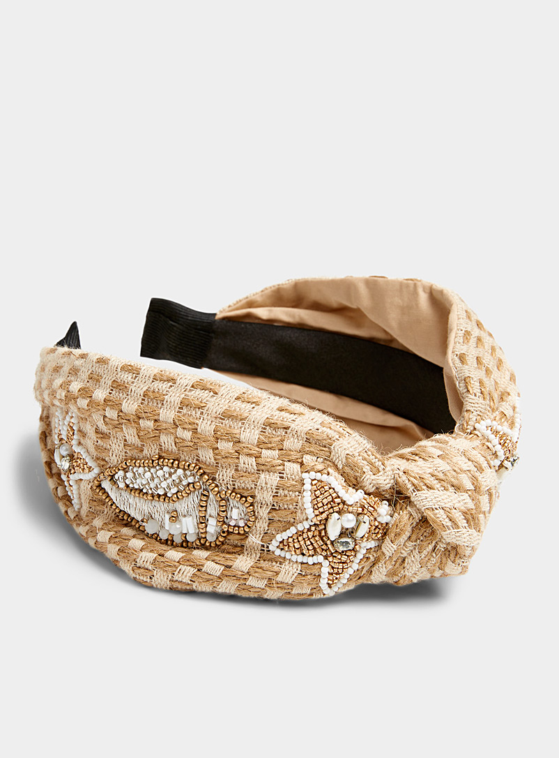 Simons Assorted brown  Golden seashell knotted headband for women