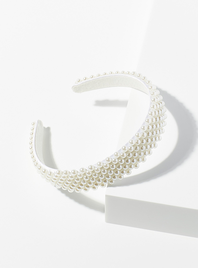 Simons: Le serre-tête perles infinies Blanc pour femme