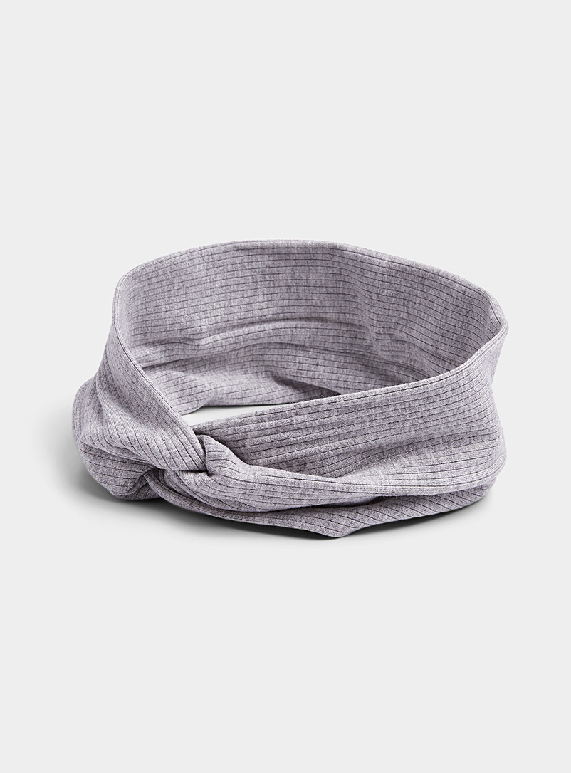 Simons Grey Finely ribbed knotted headband for women