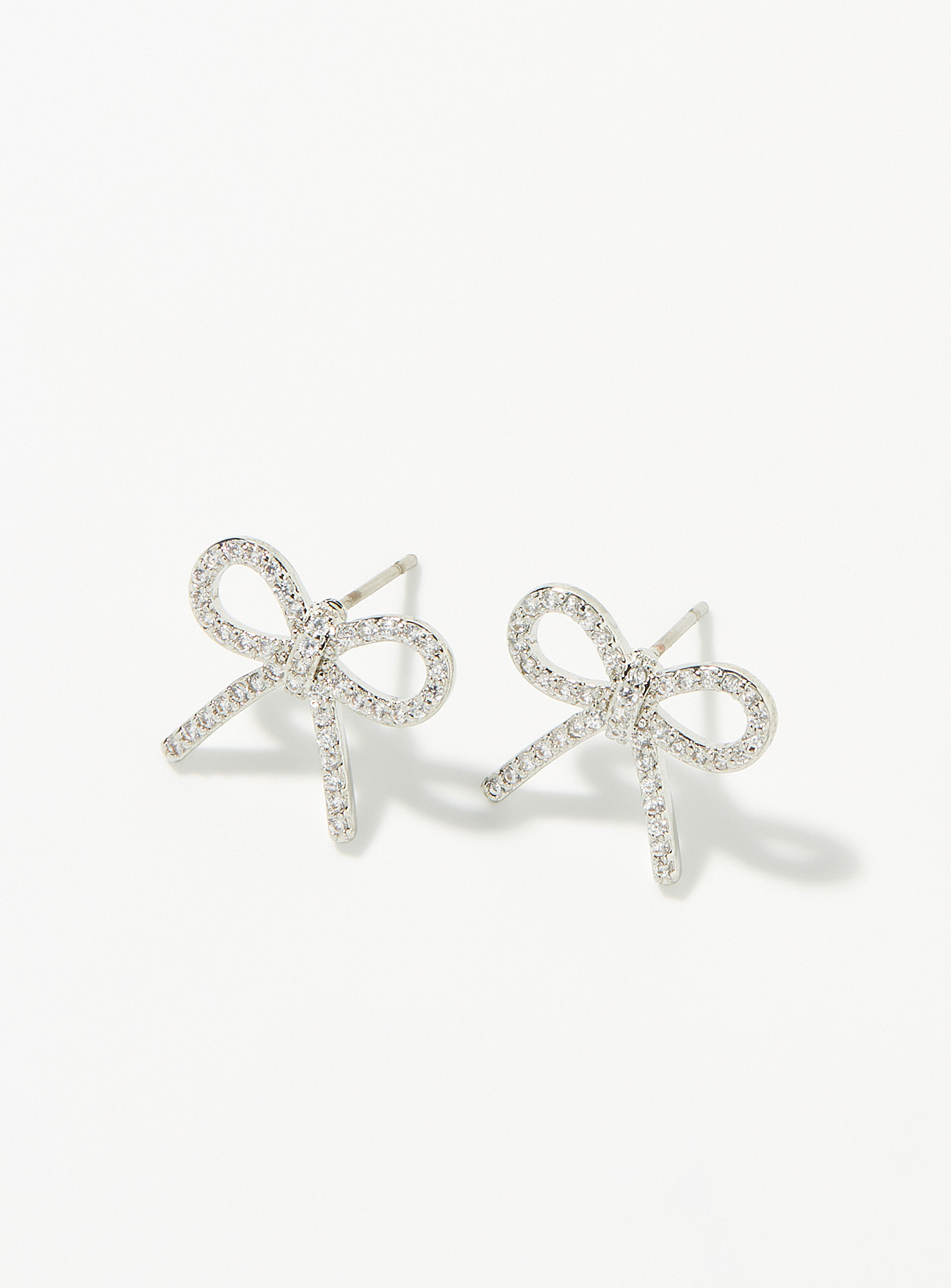 Simons - Women's Silver bow earrings