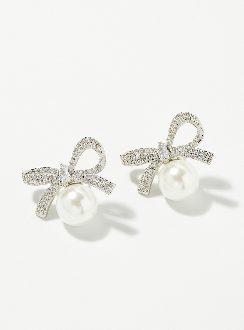 Pearl And Bow Earrings