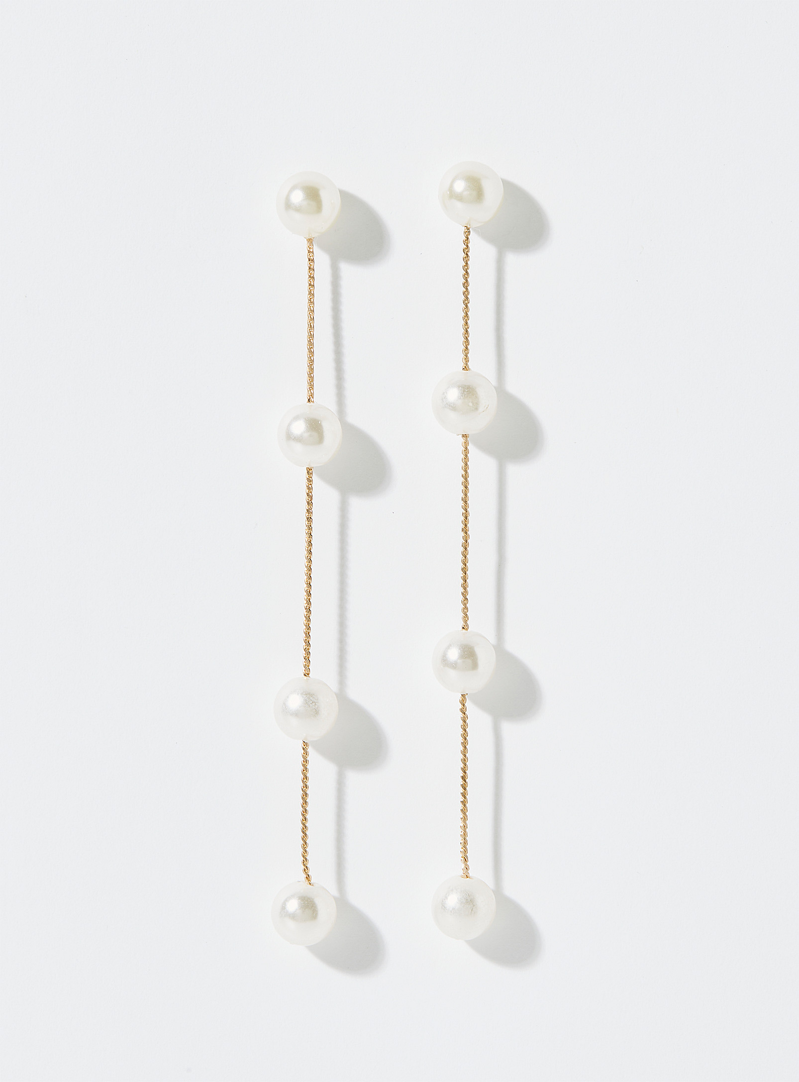 Simons - Women's Long pearly bead earrings