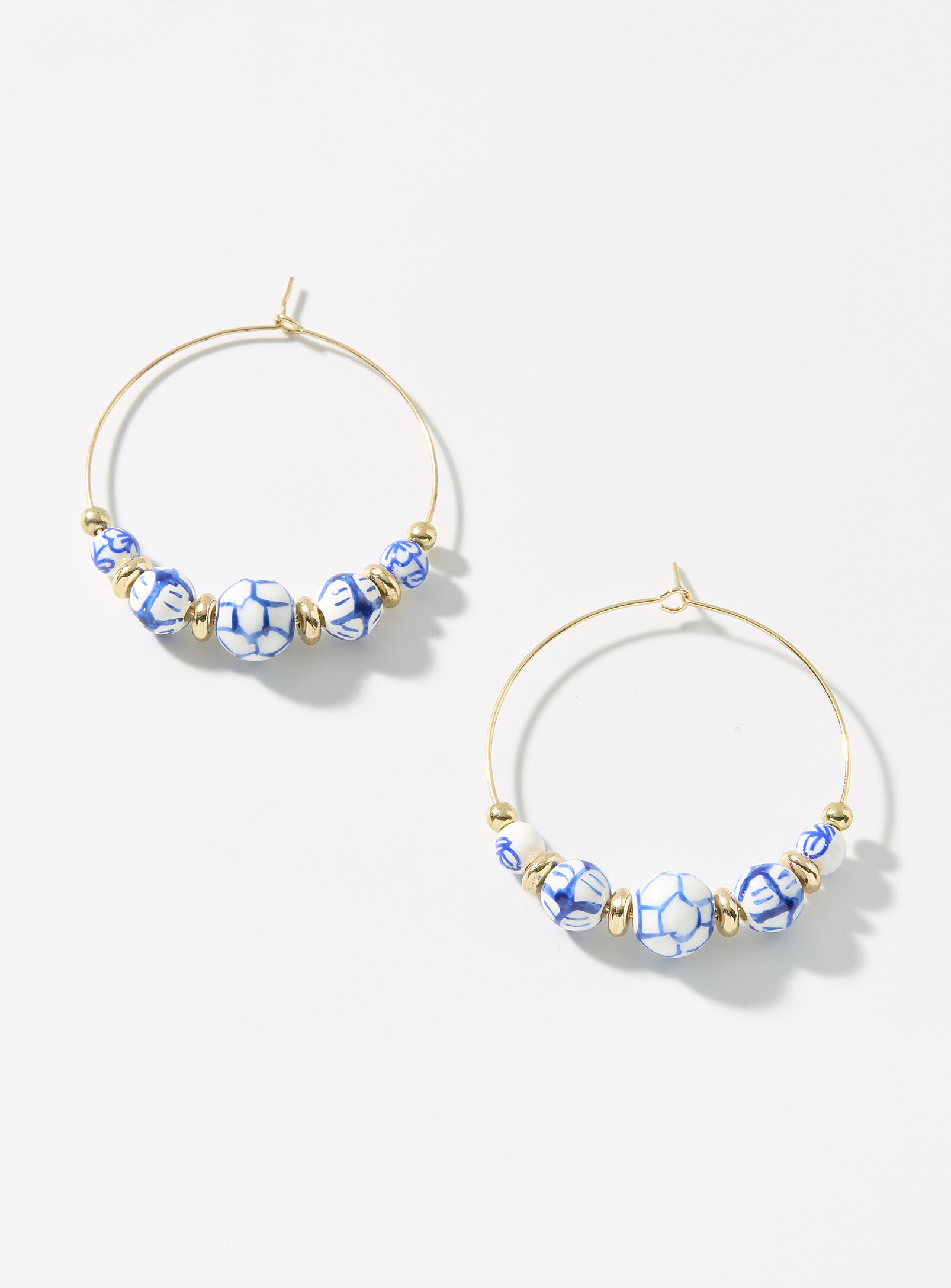 Simon's Patterned-bead Large Hoops In Assorted
