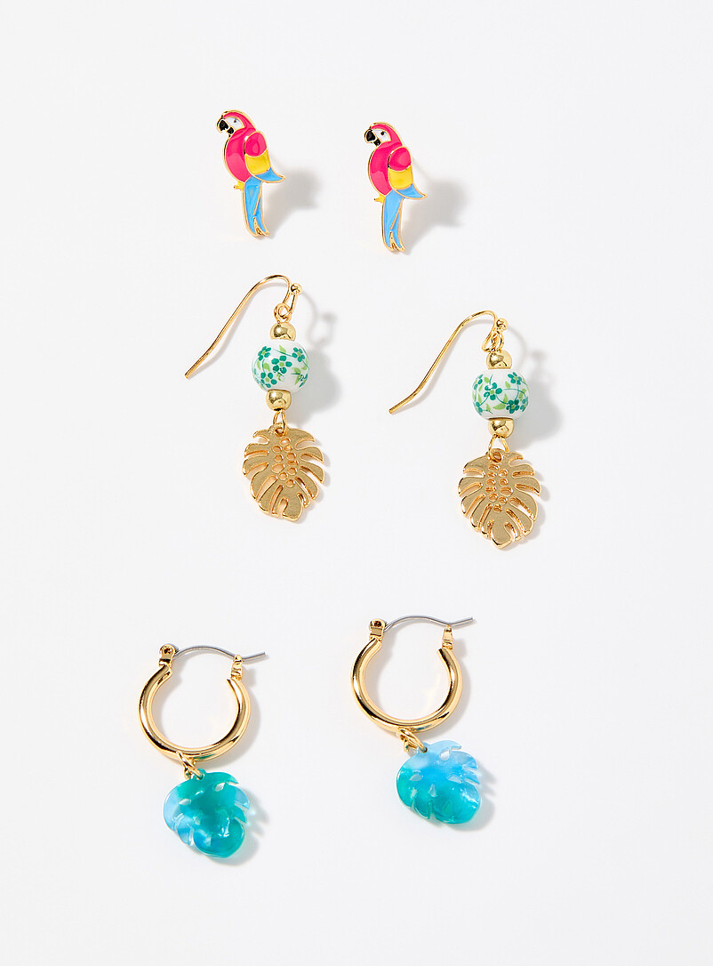 Parrots In Nature Earrings Set Of 3