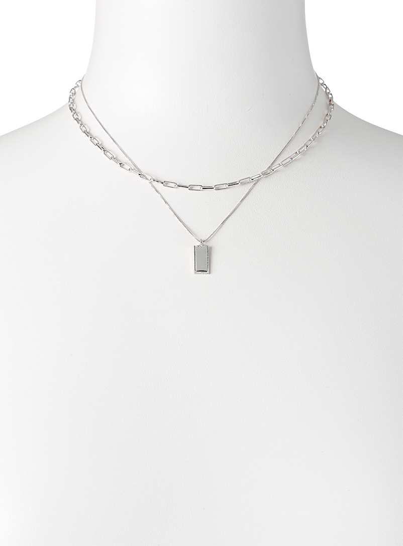 Rectangular pendant double-row necklace product image 2
