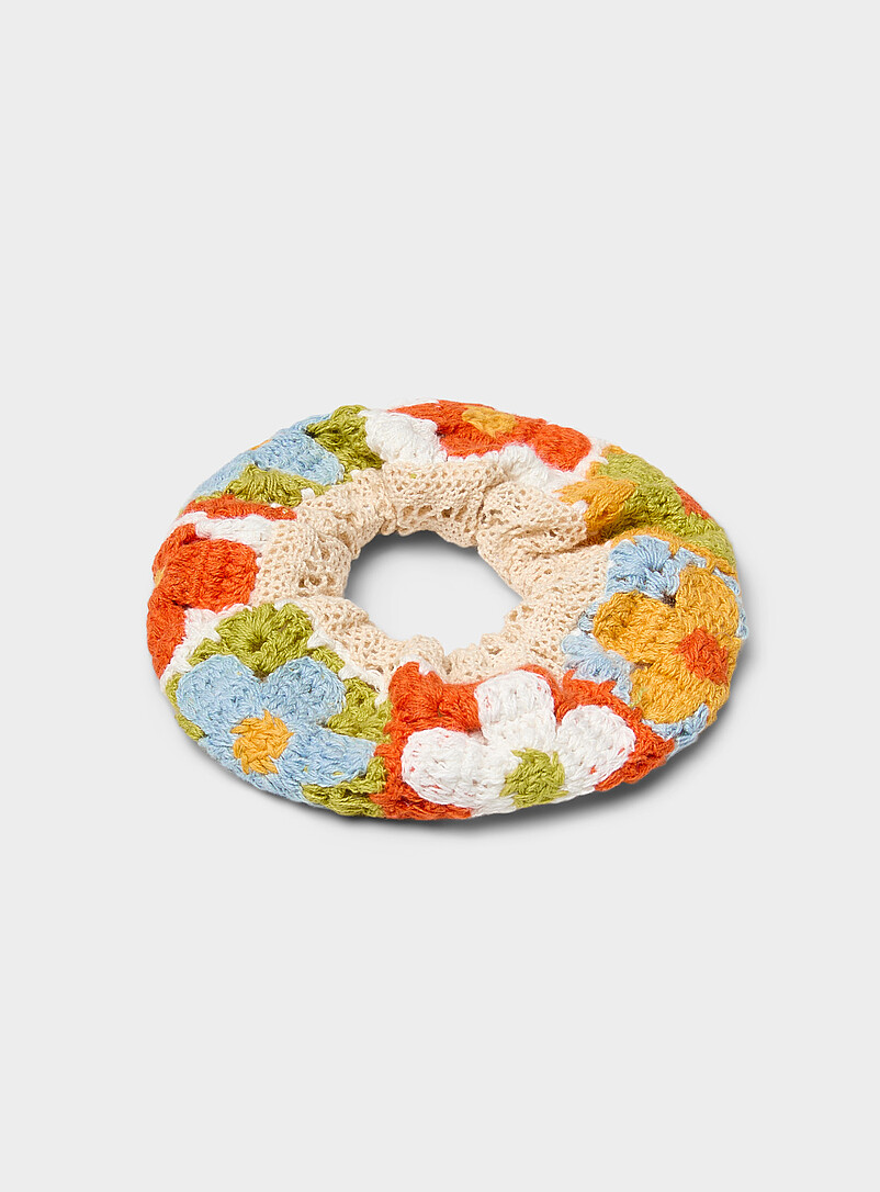 Floral crochet scrunchie product image (primary)