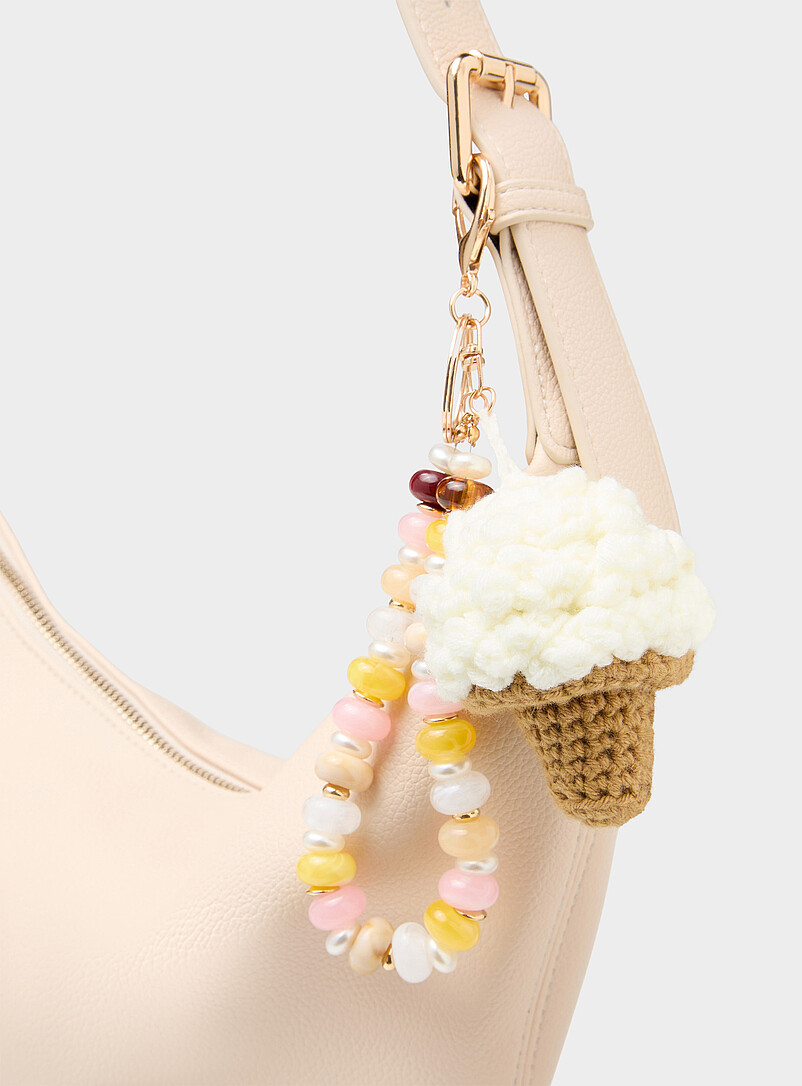 Ice Cream And Bead Charm Key Ring