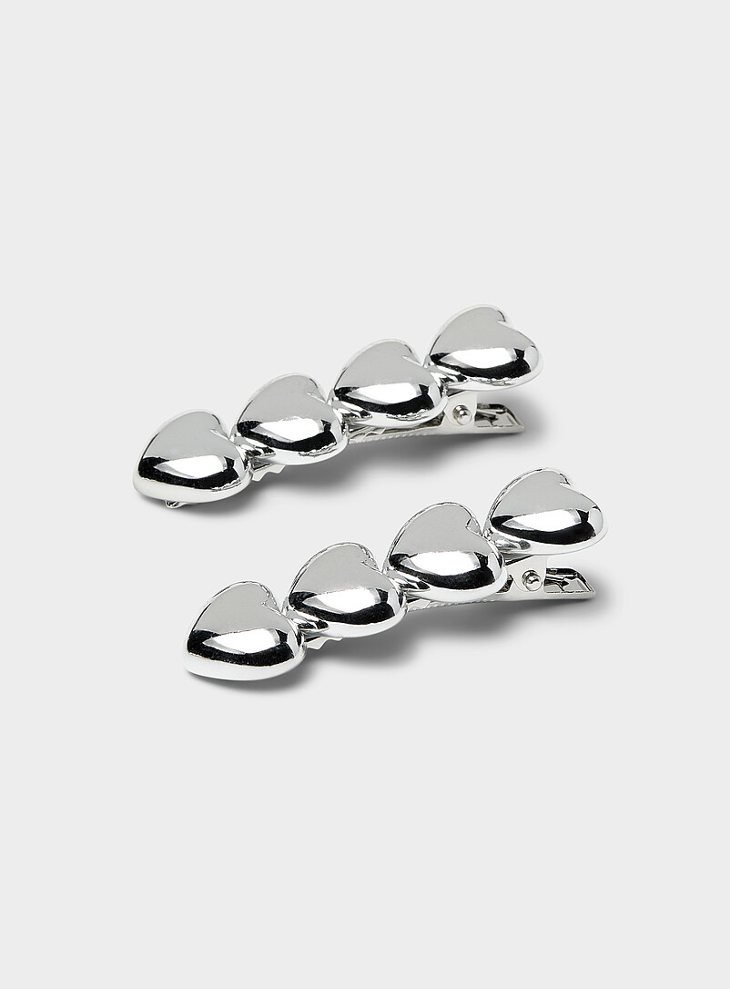 Domed Heart Clips Set Of 2