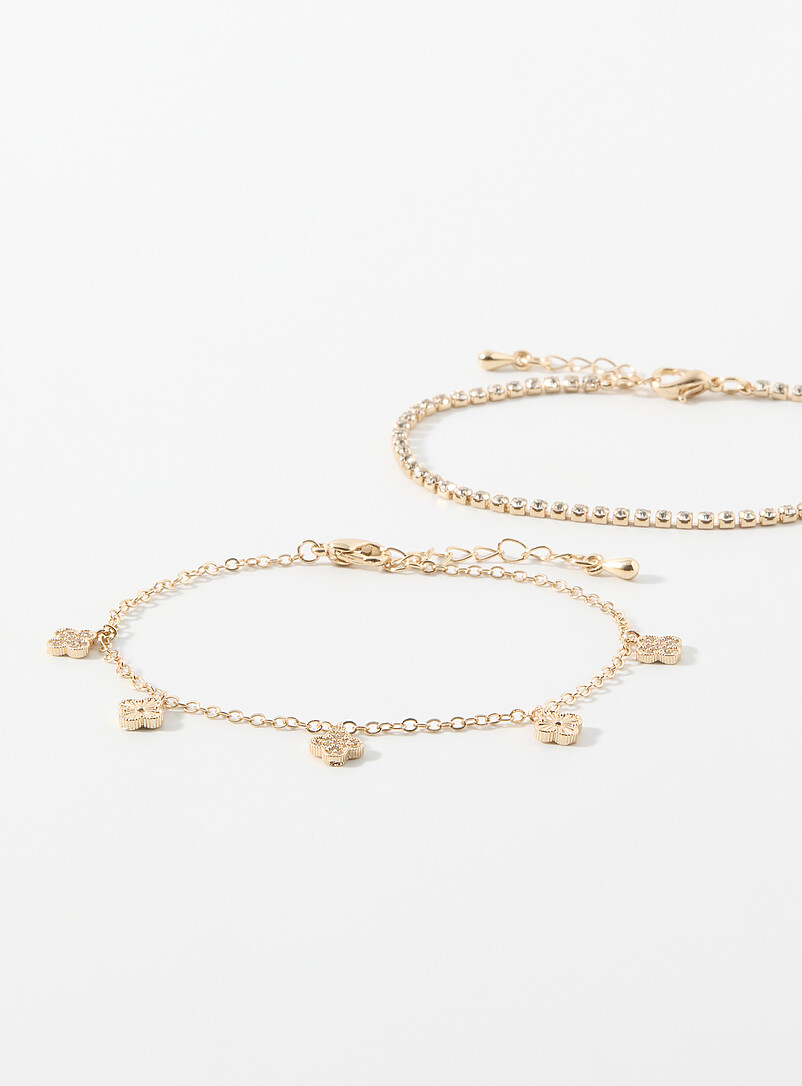 Crystal And Clover Bracelets Set Of 2
