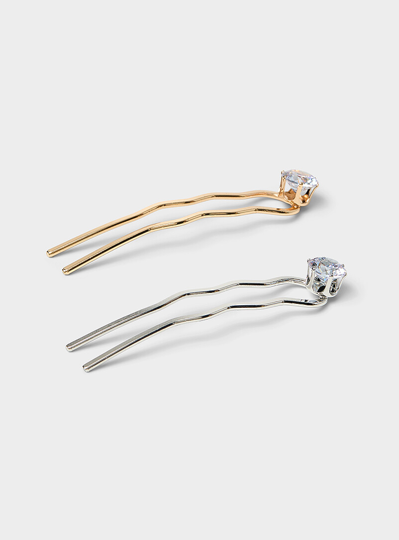 Crystal Wavy Hair Pins Set Of 2