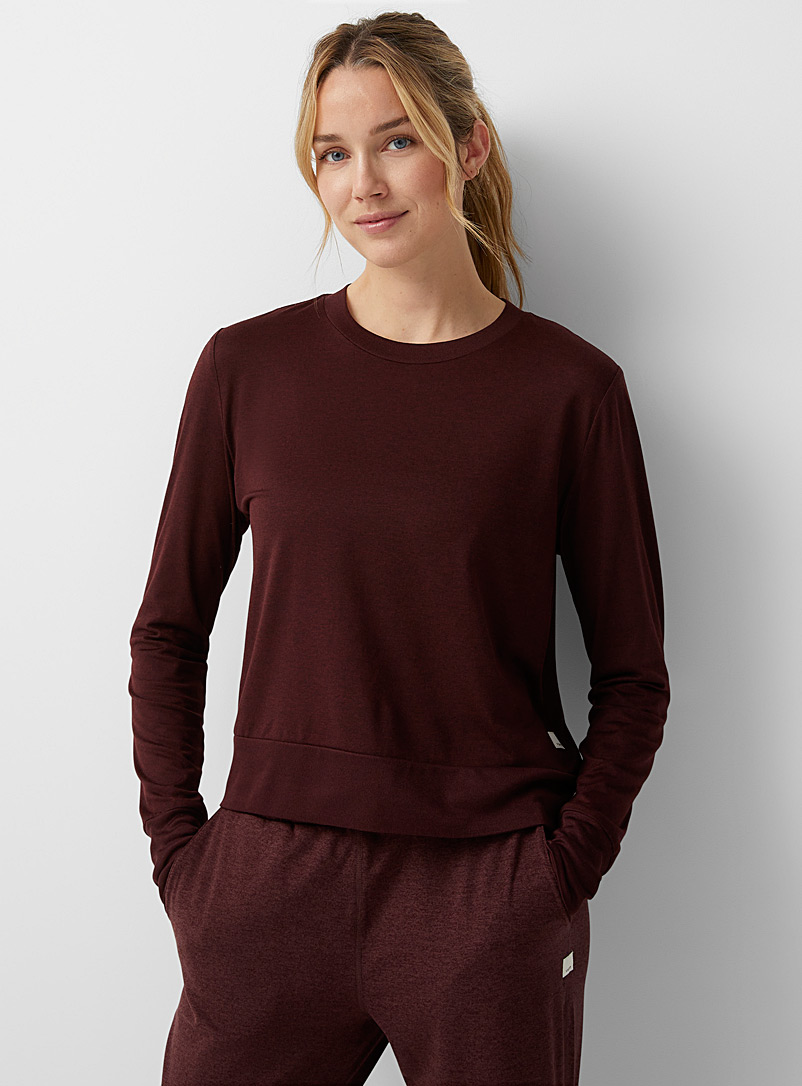 Vuori: Le t-shirt manches longues Coast Rouge foncé-vin-rubis pour femme