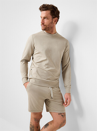 Vuori Light Brown Ponto Performance crew-neck sweatshirt for men