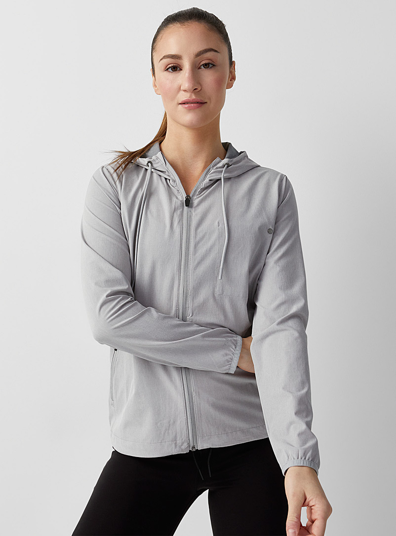Vuori Grey Stretch hooded training jacket for women