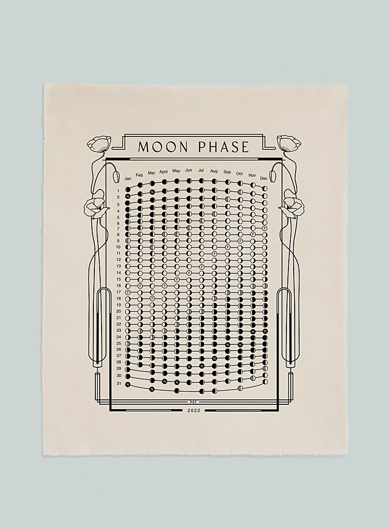 Annie Axtell Cotton - East 2022 Moon Phase calendar 16 x 20 in
