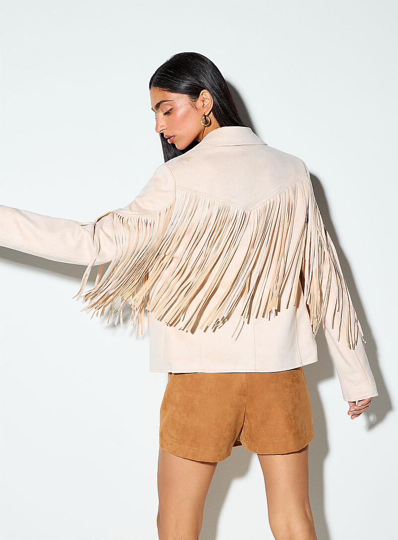 Fringed ivory faux-suede cowboy jacket product image 3