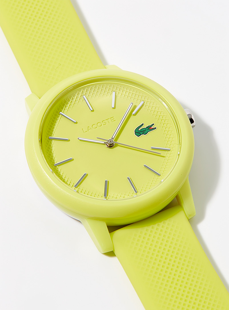 Lacoste Light Yellow Fluorescent yellow silicone watch for women