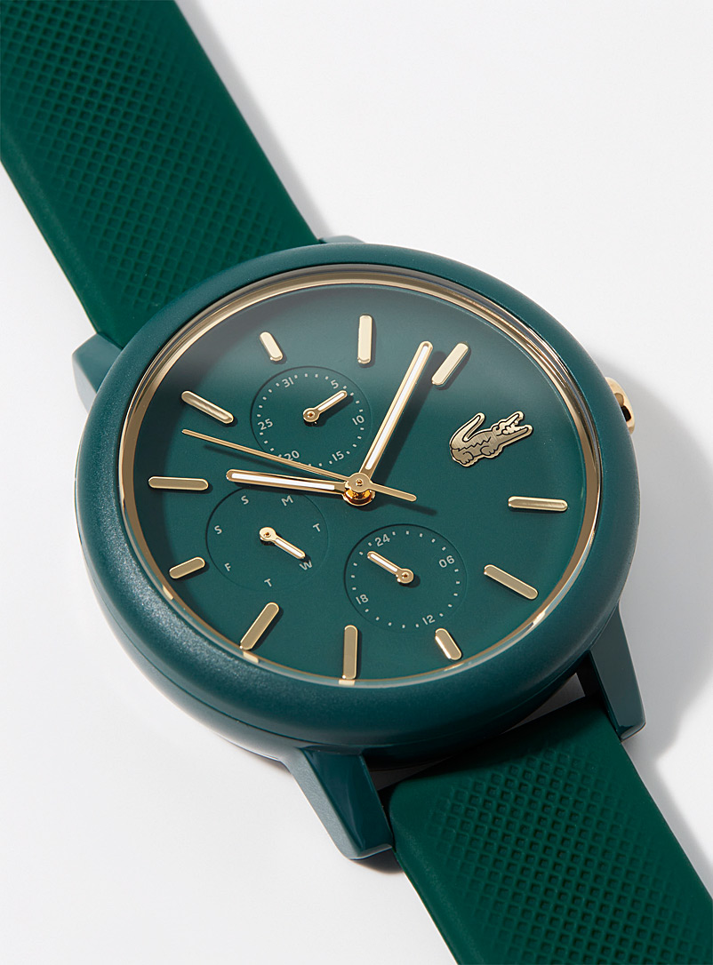 Lacoste: La montre chronographe silicone vert forêt Vert foncé-mousse-olive pour femme