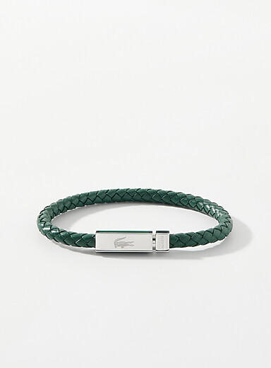 Le bracelet cuir tress&eacute; vert