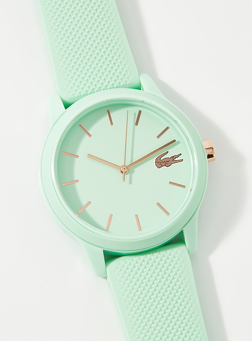 Lacoste Teal Mint green silicone band watch for men