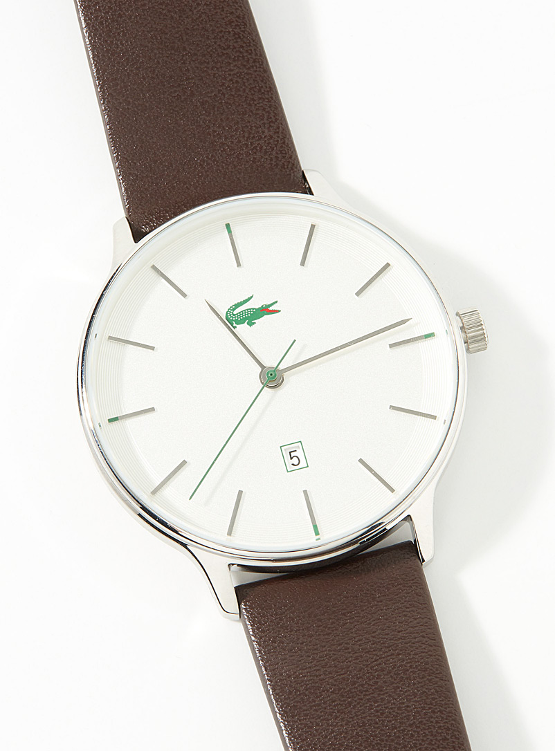 Lacoste Brown Club leather watch for men